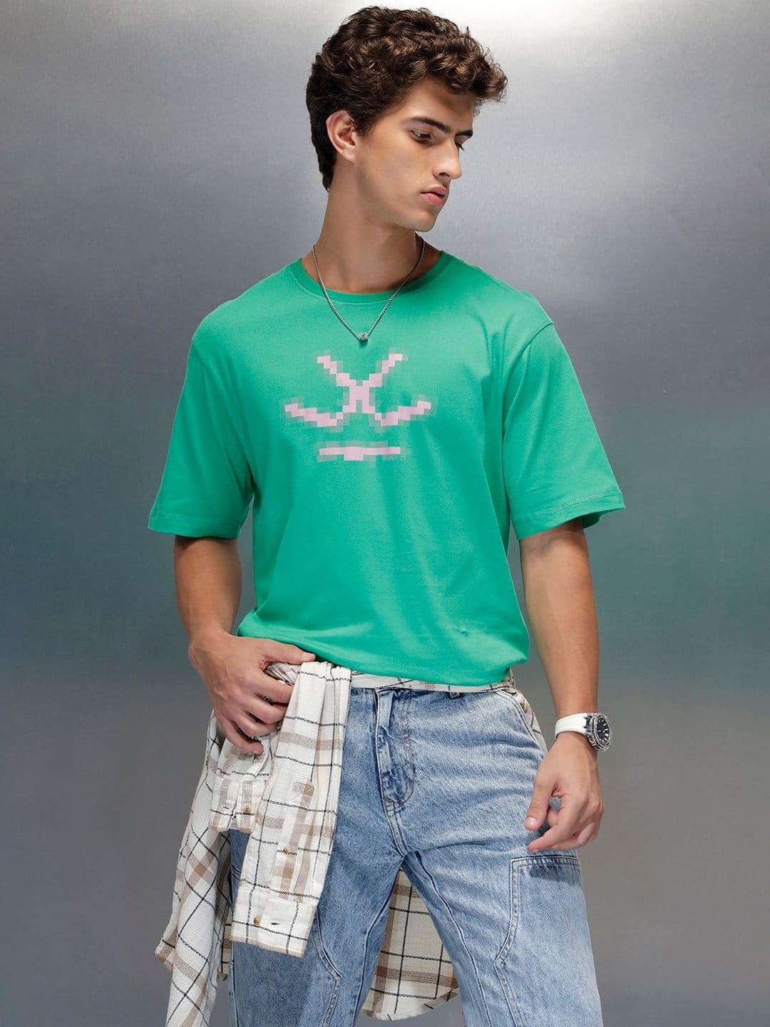 WROGN Men Brand Logo Printed Relaxed Fit Round Neck T-shirt - view 1