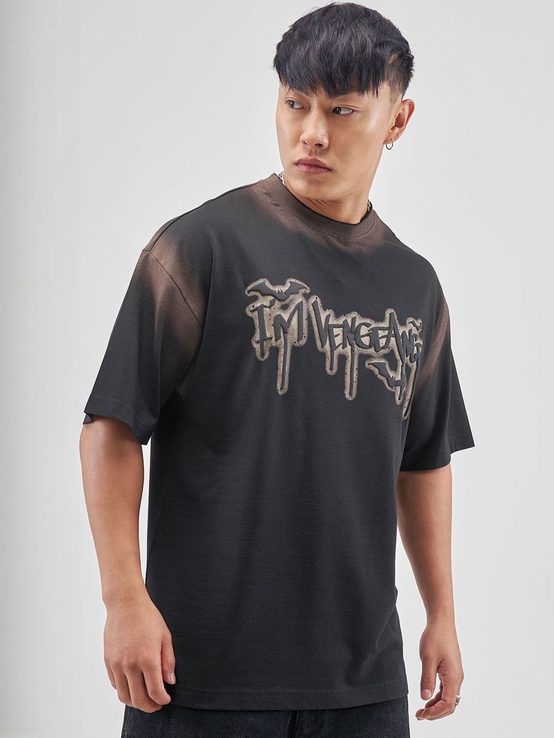 HIGHLANDER Typography Printed Cotton Oversized T-shirt - view 1
