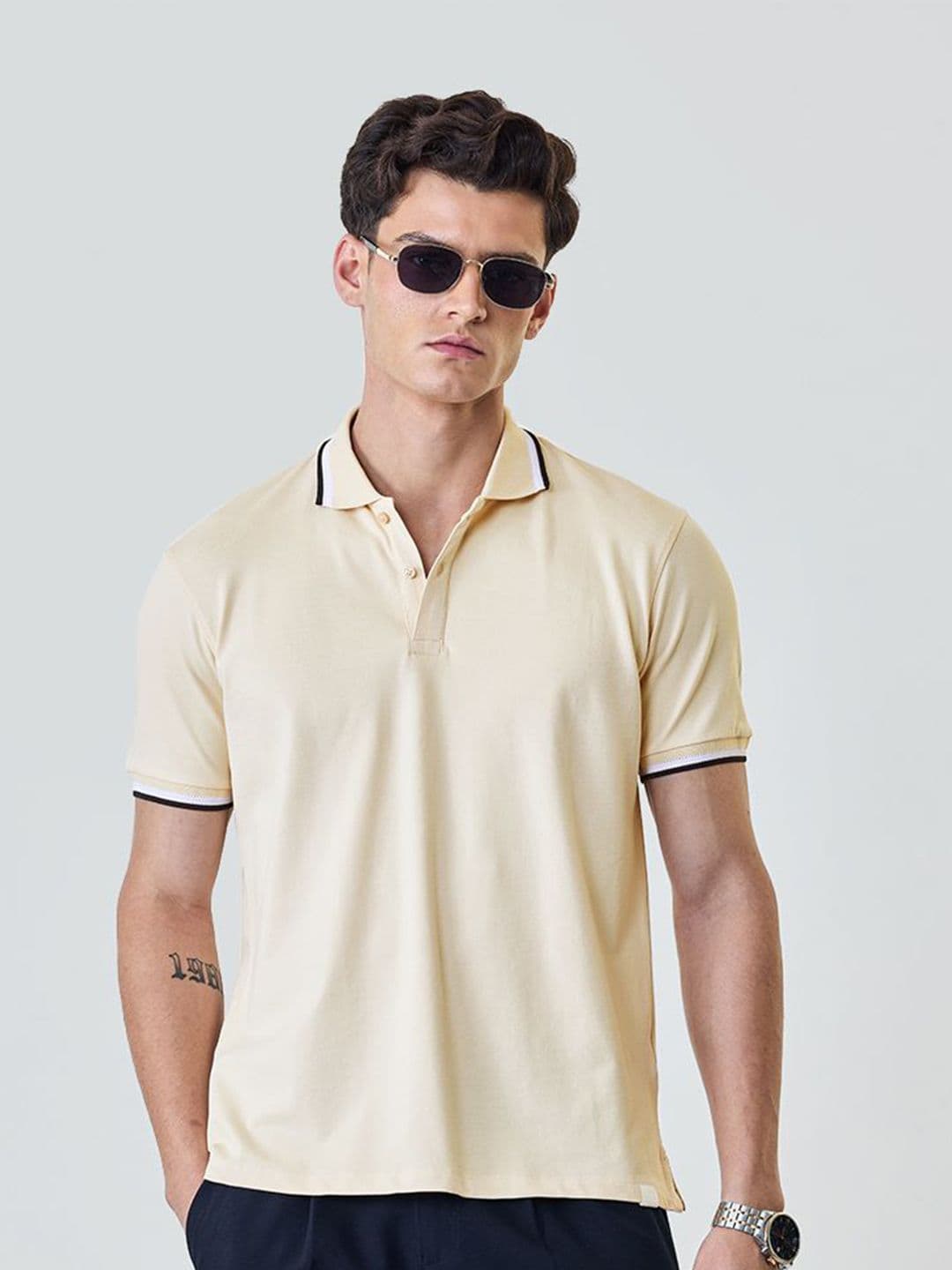 Snitch Polo Collar Short Sleeves Regular Fit Cotton T-Shirt - view 1