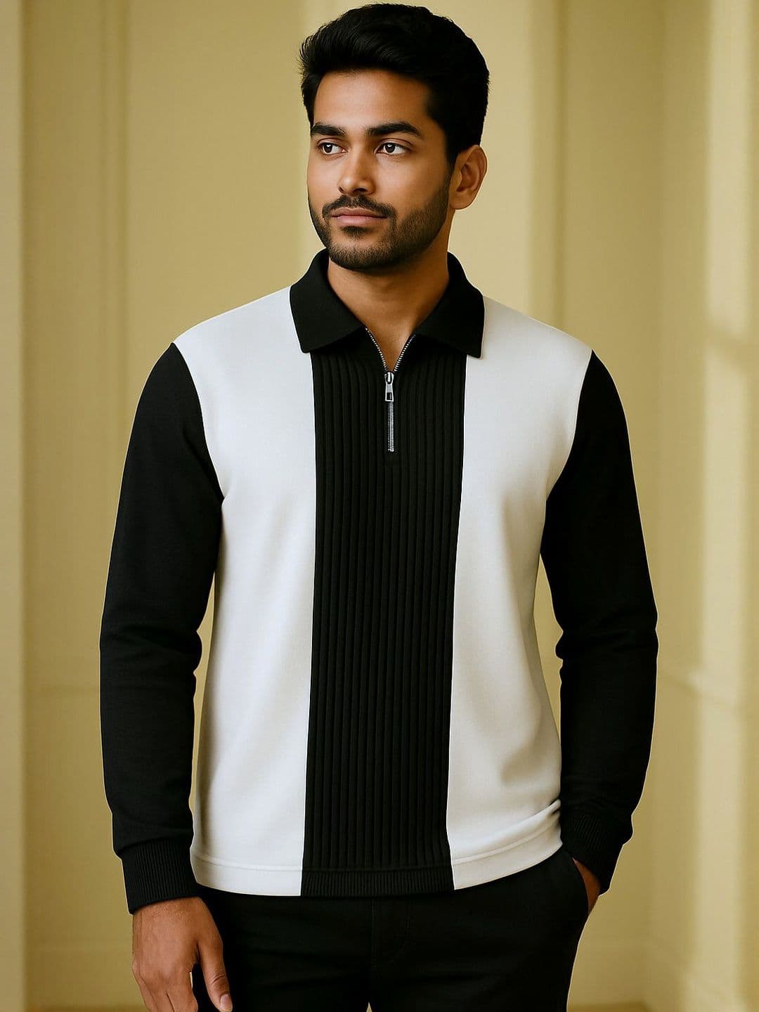 Try This Men Colourblocked Polo Collar T-shirt - view 1