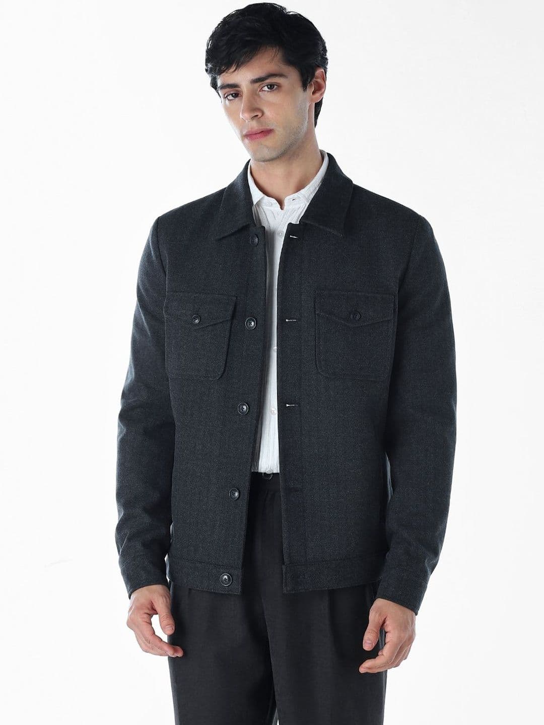 Jack & Jones Men Spread Collar Solid Tailored Jacket - view 1