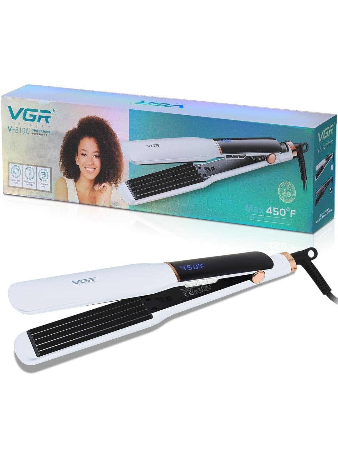 VGR V-519C Professional Hair Crimper With 7 Temperature settings - Black - view 1