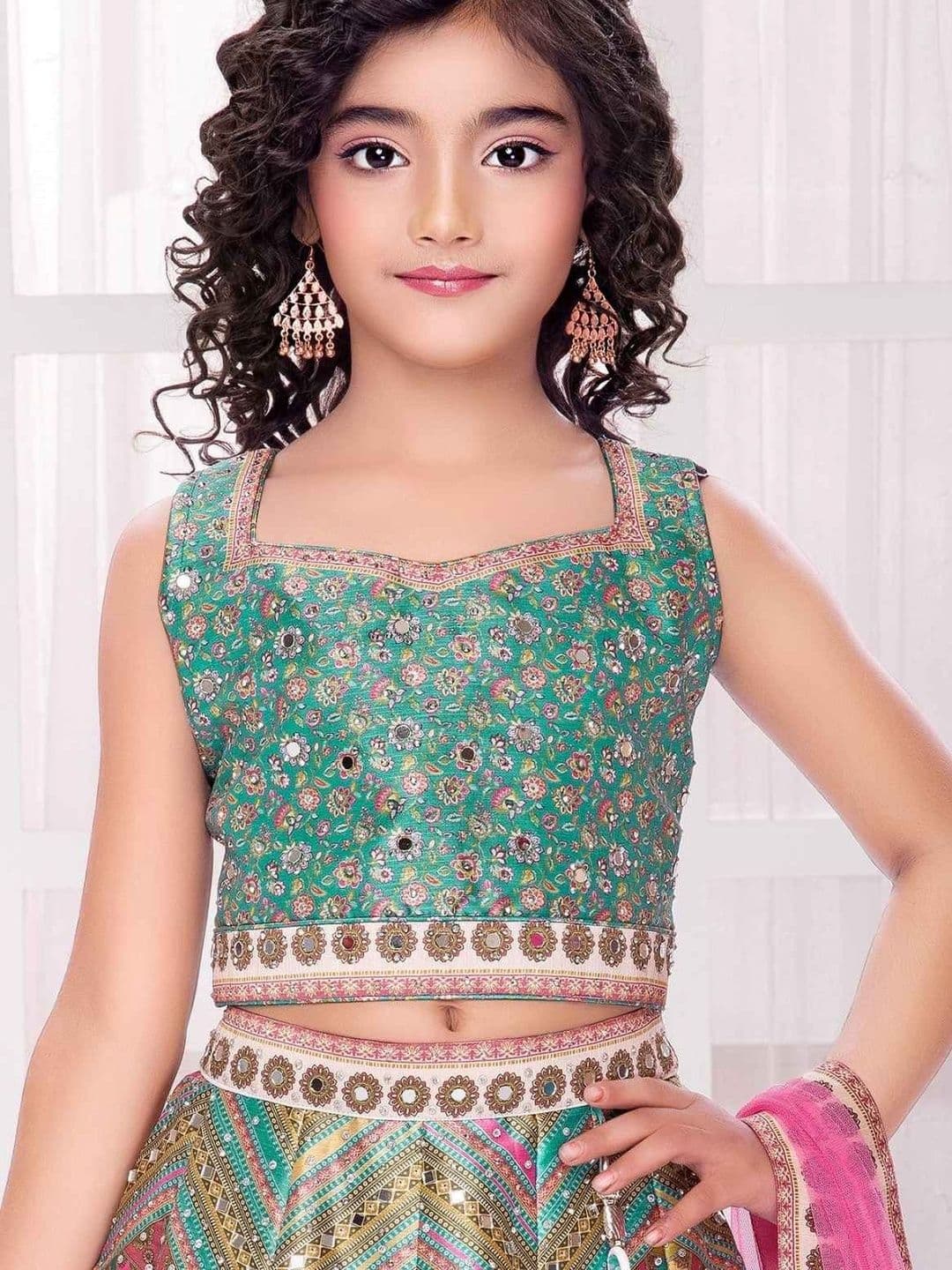 Sangria Girls Printed Ready to Wear Lehenga & Blouse With Dupatta - view 1