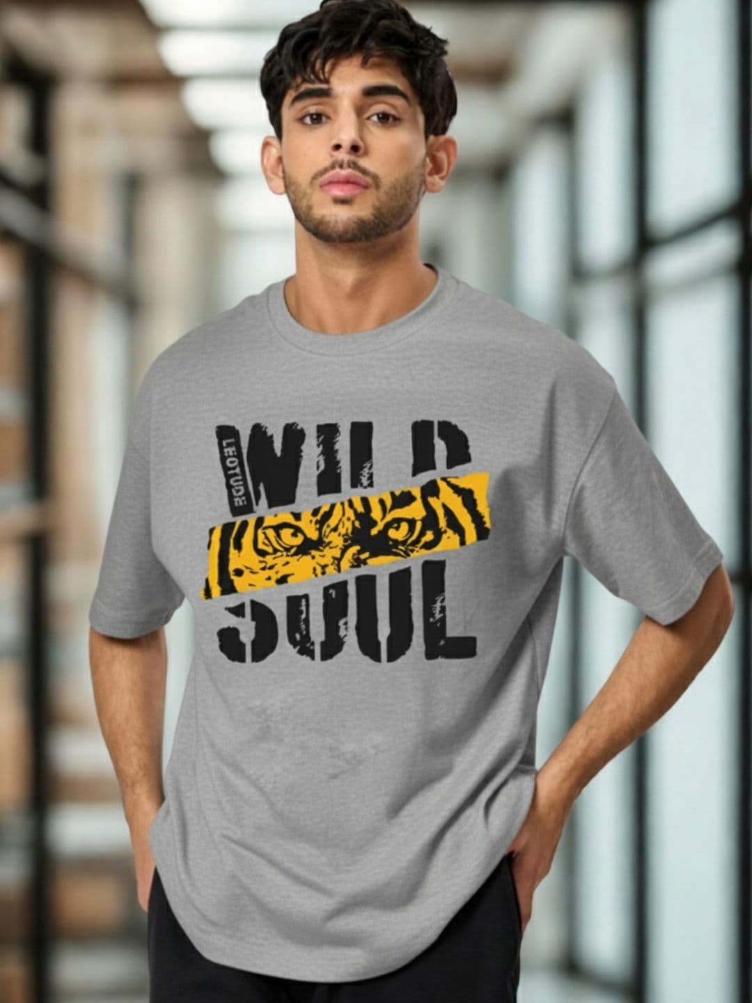 Leotude Typography Printed Round Neck Oversized T-shirt - view 1
