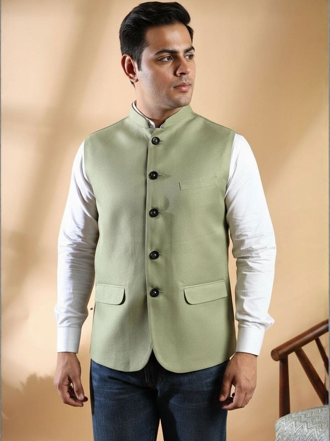 Ethluxis Men Mandarin Collar Nehru Jacket - view 1