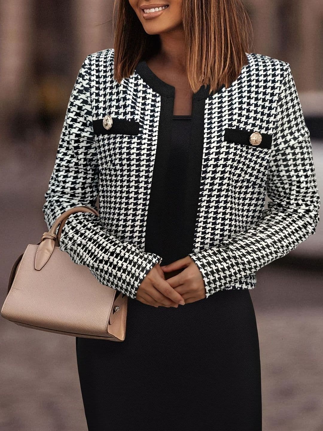 StyleCast x Revolte Checked Crop Formal Jacket - view 1