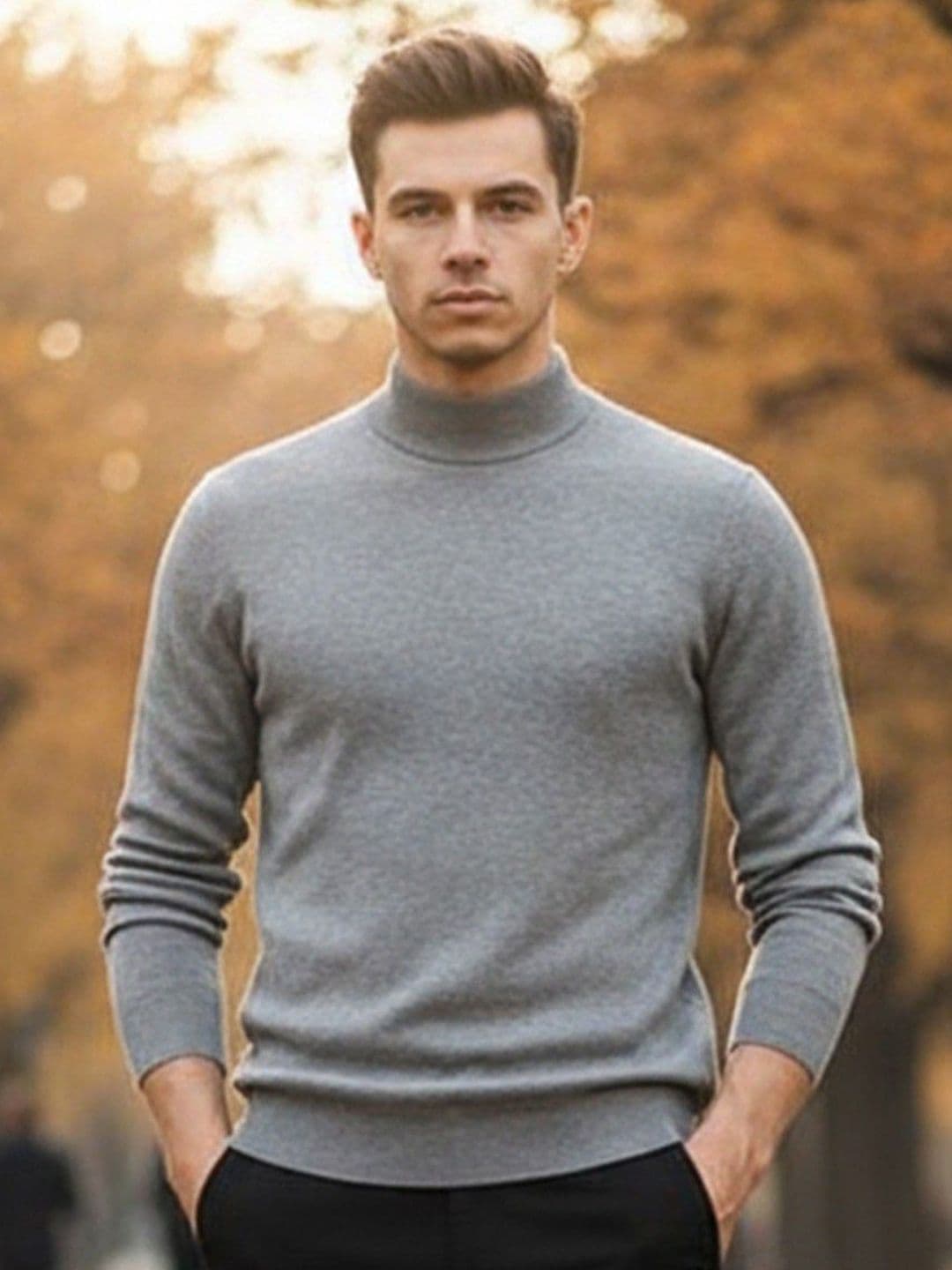 HERE&NOW Men Solid High Neck Long Sleeves Pullover - view 1