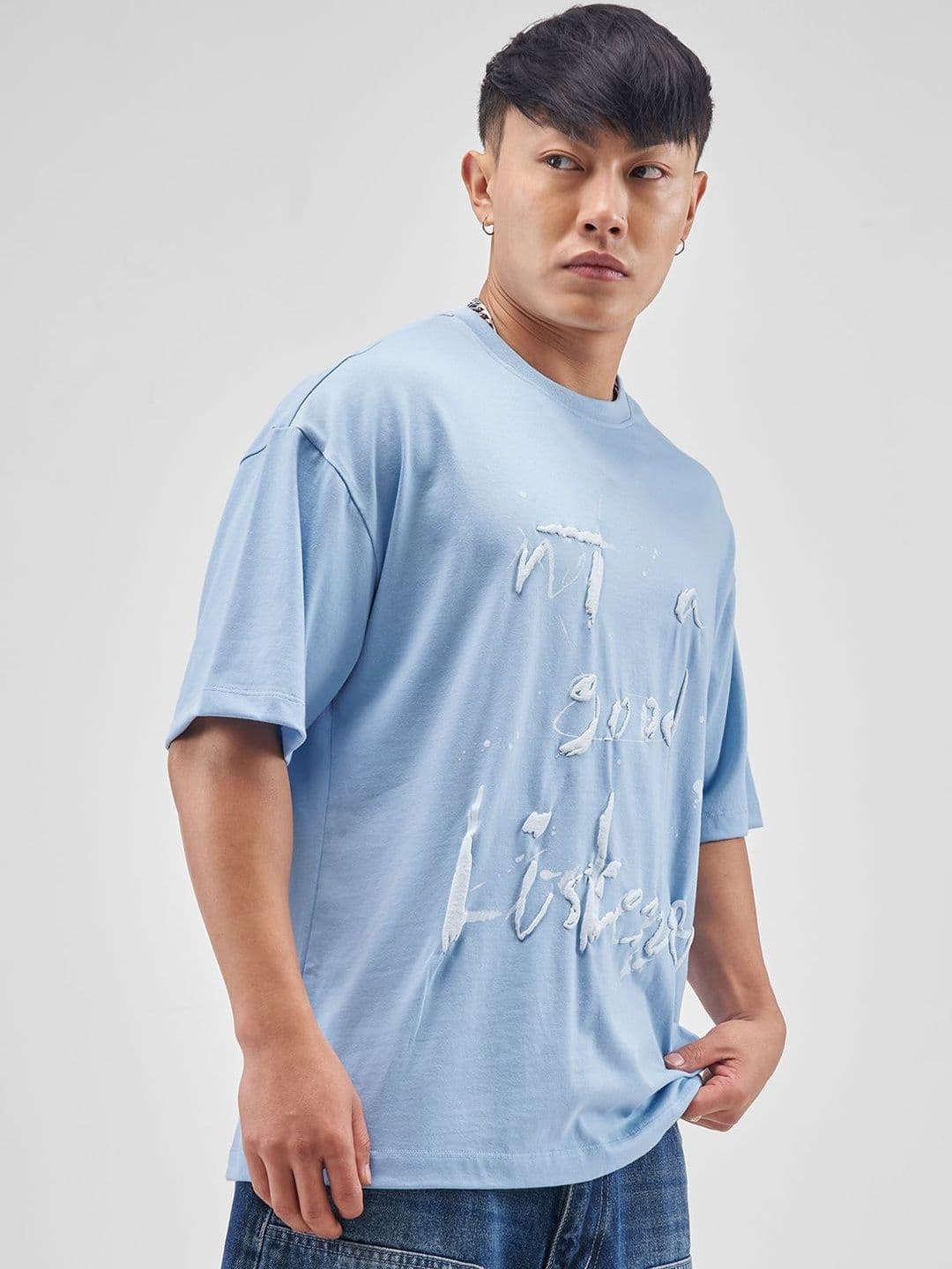 HIGHLANDER Typography Printed Cotton Oversized T-shirt - view 1
