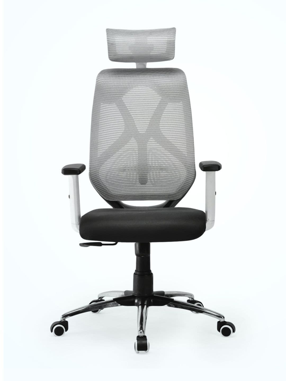 FUGO Black & White Ergonomic Adjustable Height Office Arm Chair - view 1
