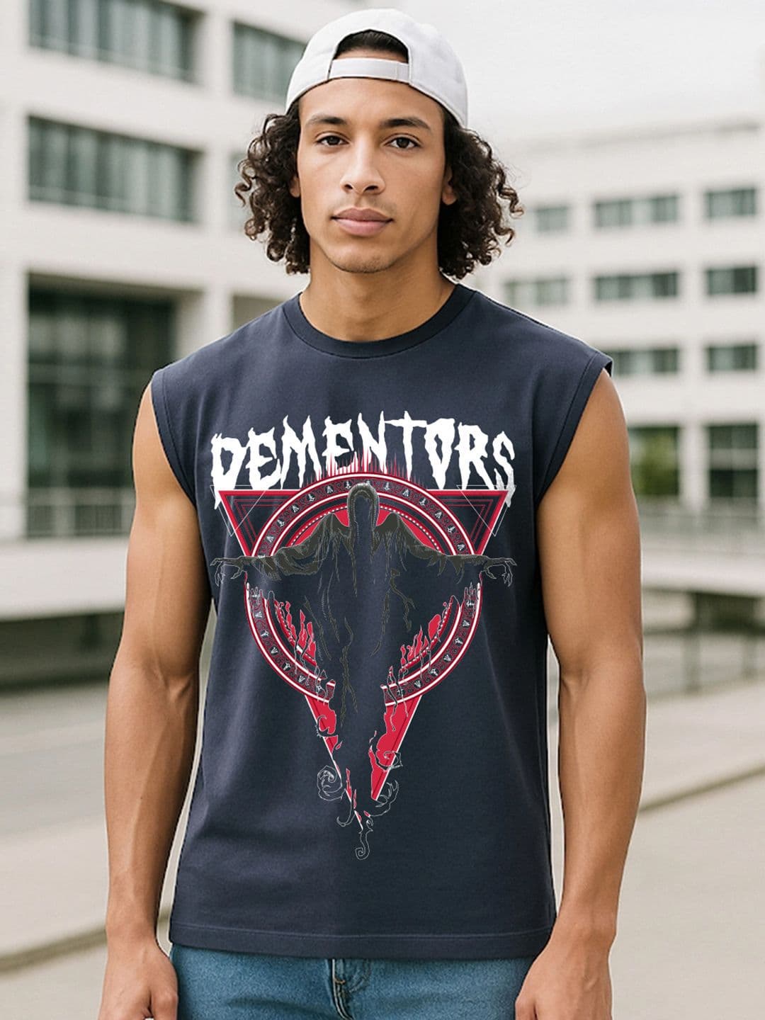 Bewakoof Men Official Harry Potter Merchandise Dementors Graphic Printed Boxy Fit Vest - view 1