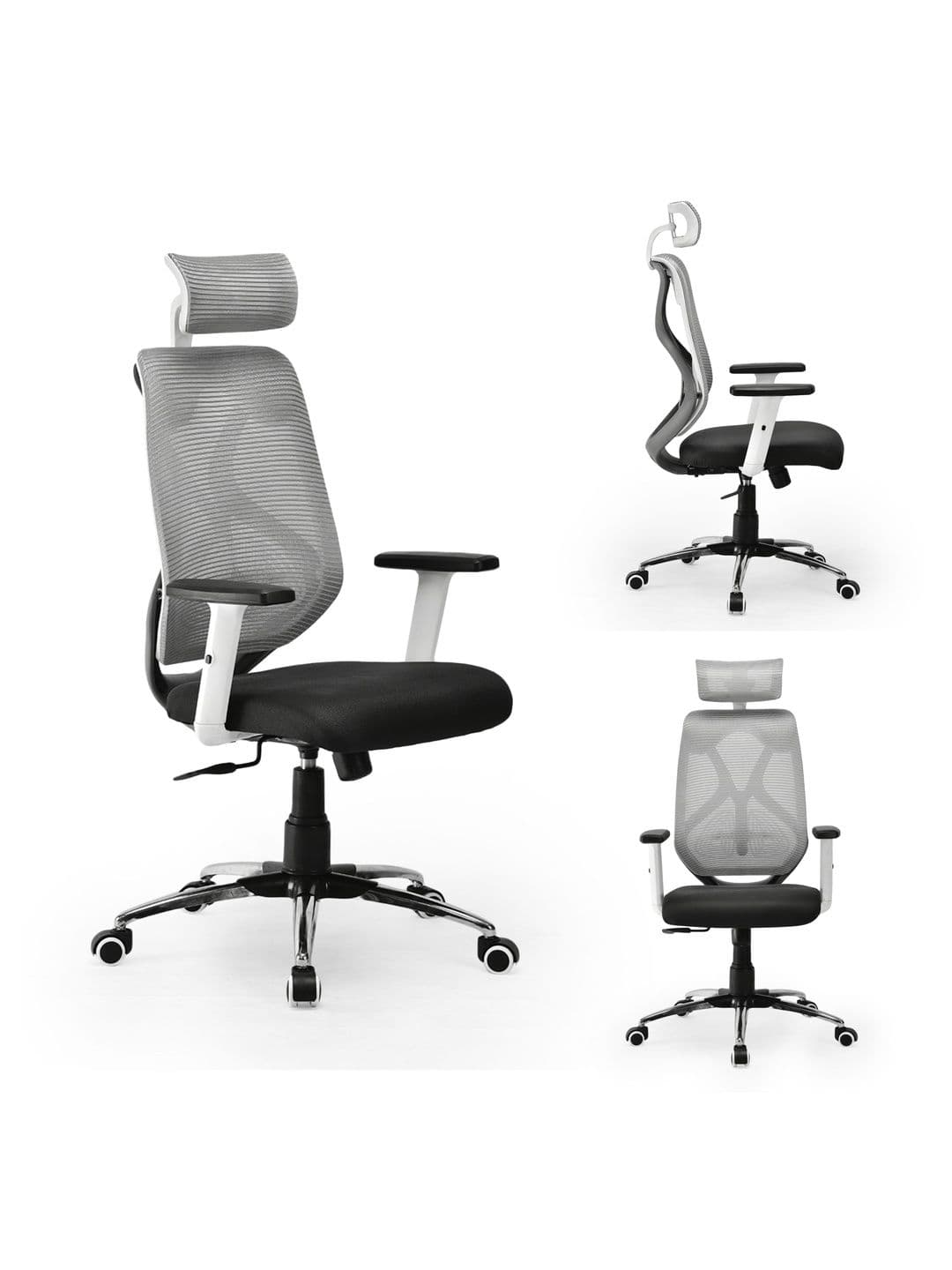 FUGO Black & Grey Ergonomic Adjustable Height Office Arm Chair - view 1