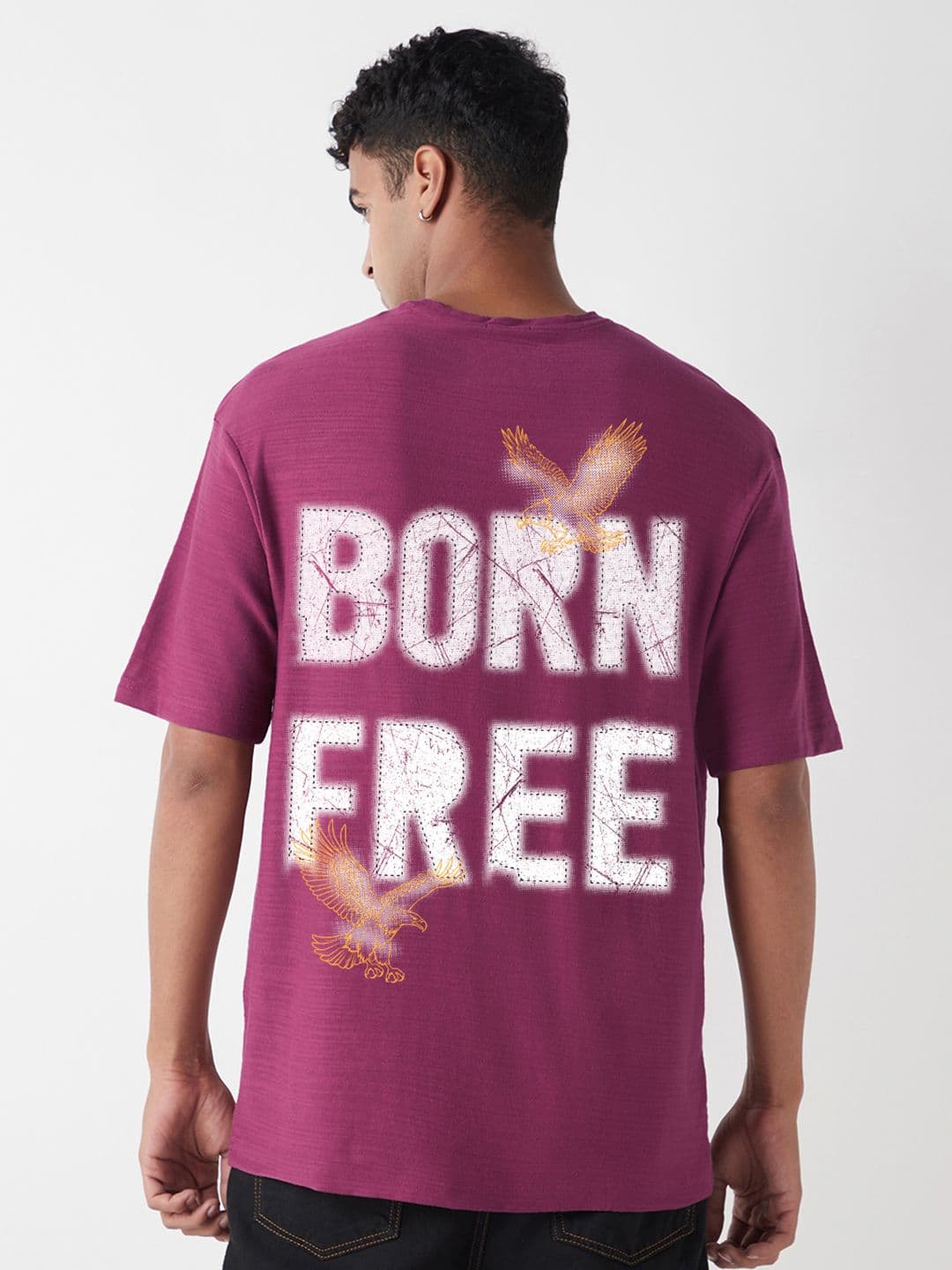 Bewakoof AIR Men Typography Printed Round Neck Pure Cotton Oversized T-shirt - view 1