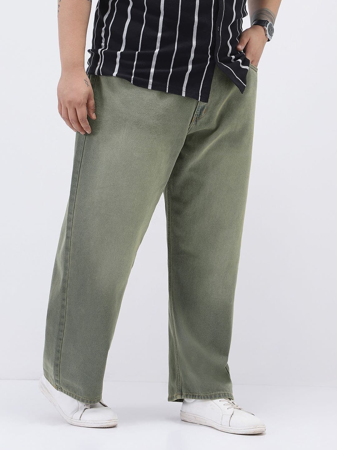Urbano Plus Men Grey Heavy Washed Jeans Non-Stretchable Baggy Fit - view 1