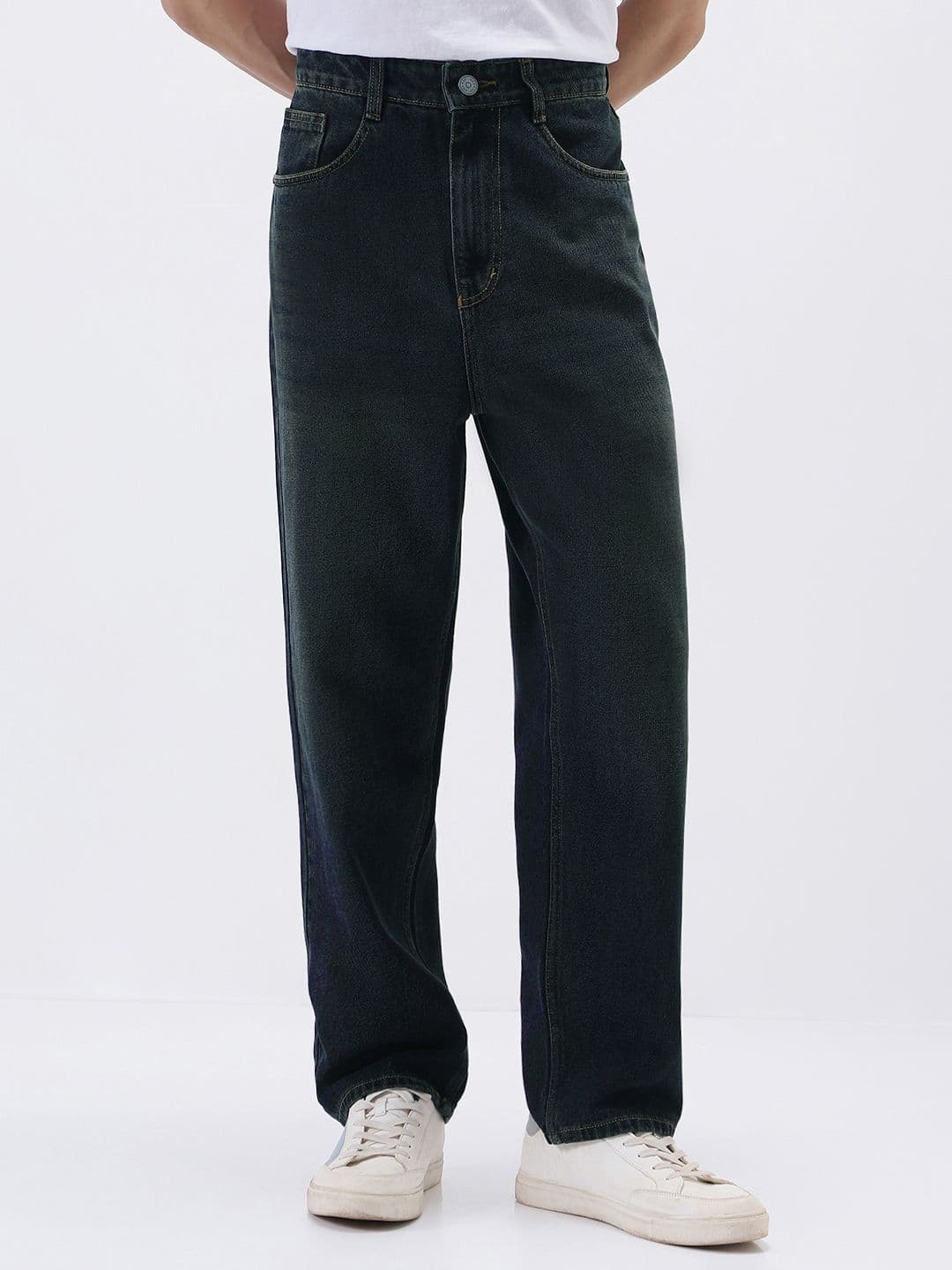 Urbano Fashion Men Loose Baggy Fit Mid-Rise Heavy Fade Non-Stretchable Cotton Jeans - view 1