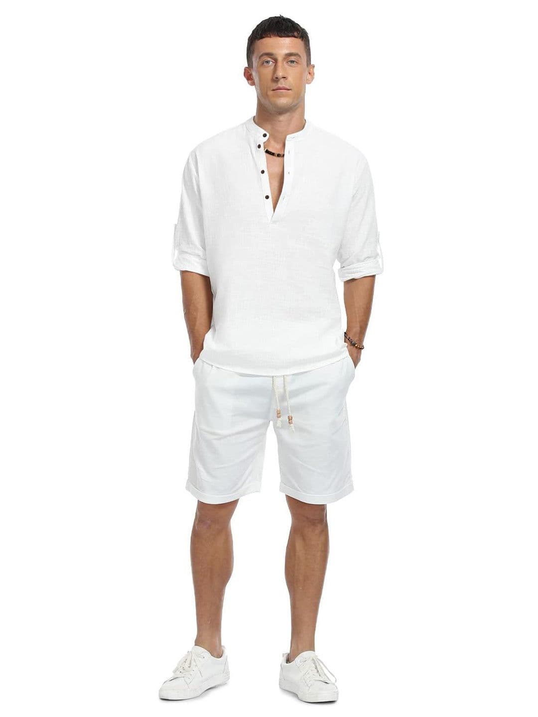 ZELINCO Band Collar Long Sleeves Straight Kurta - view 1
