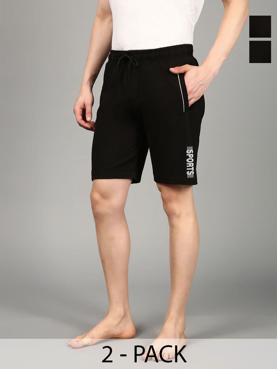 The Roadster Lifestyle Co. Men Pack of 2 Pure Cotton Mid-Rise Breathable Lounge Shorts - view 1