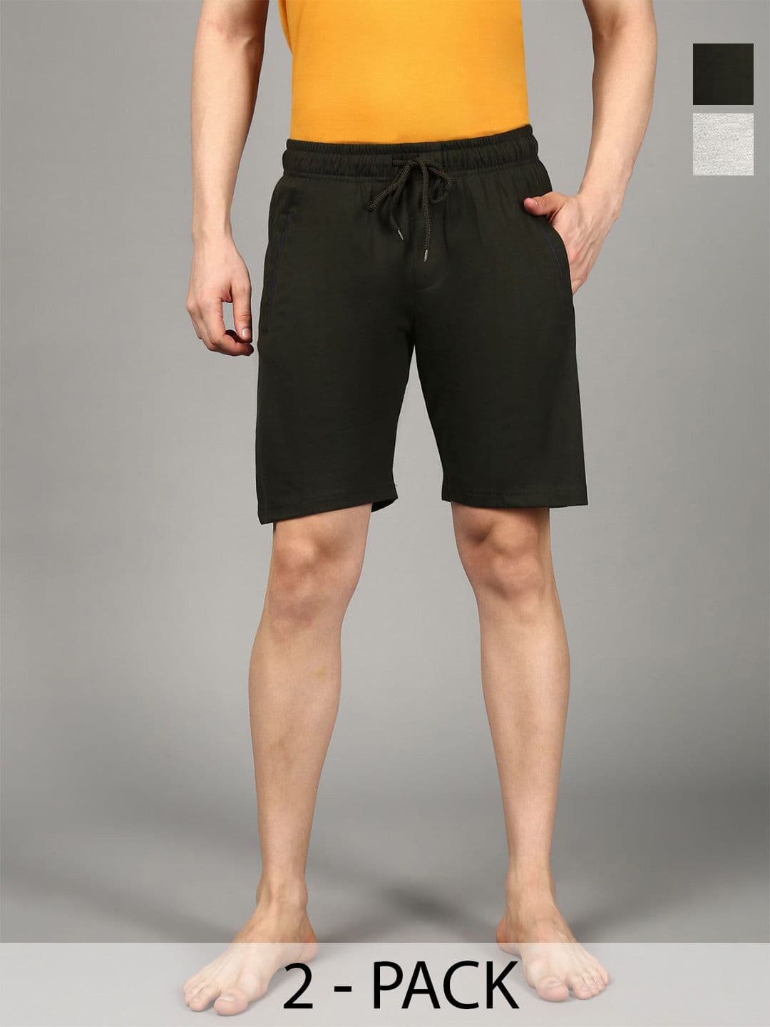 The Roadster Lifestyle Co. Men Pack Of 2 Cotton Sinker Mid-Rise Lounge Shorts - view 1
