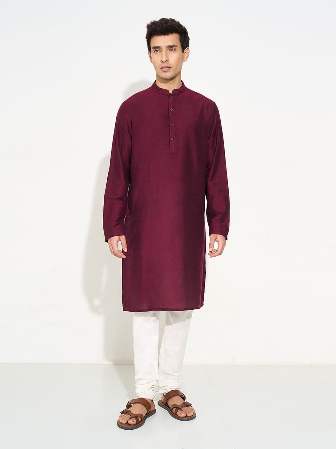 indus route by Pantaloons Mandarin Collar Straight Kurta - view 1