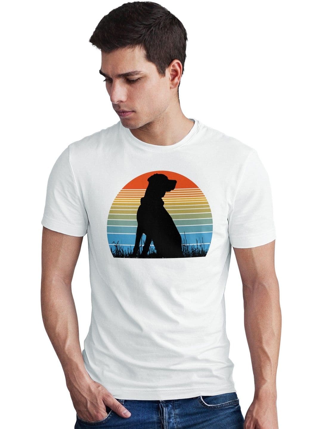 Seekbuylove Men Dog Silhouette Printed Bio Finish Regular Fit T-shirt - view 1