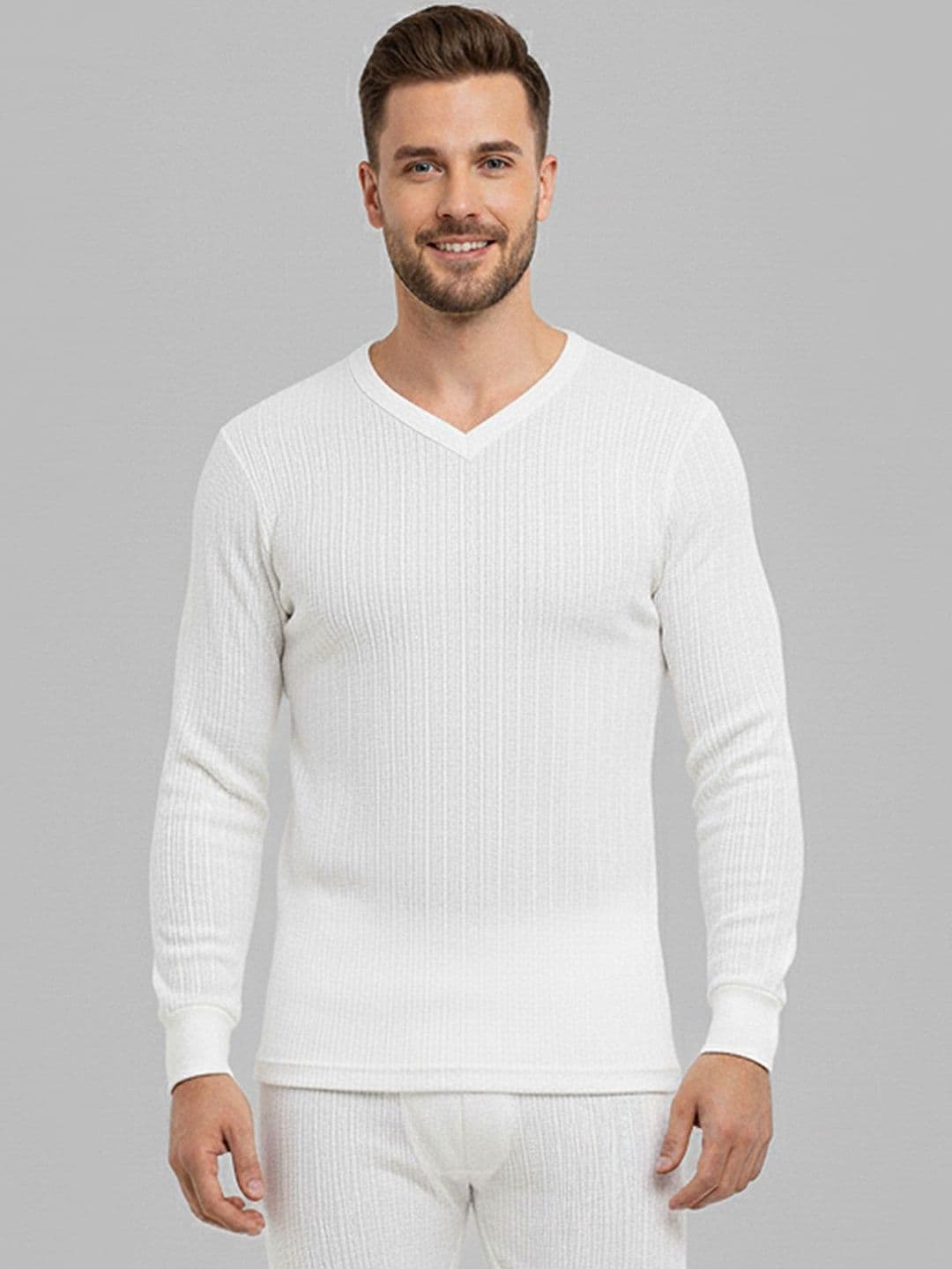 Lux Cozi Men Ribbed V-Neck Thermal Tops - view 1