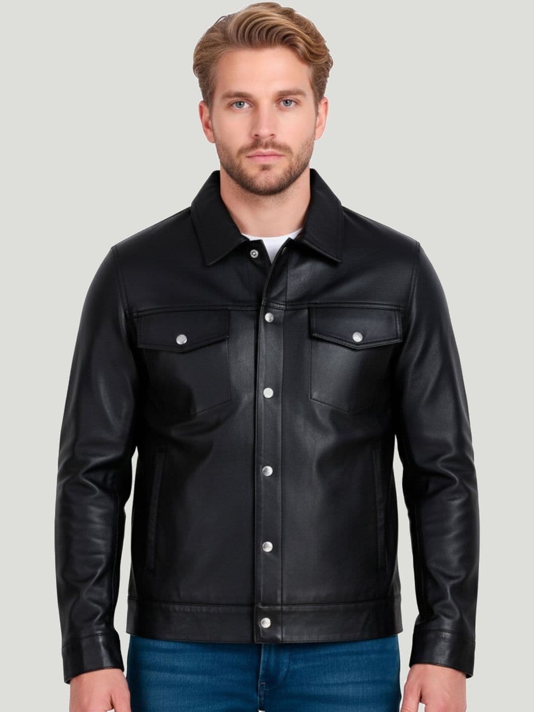 Leather Retail Lightweight Spread Collar Tailored Jacket - view 1