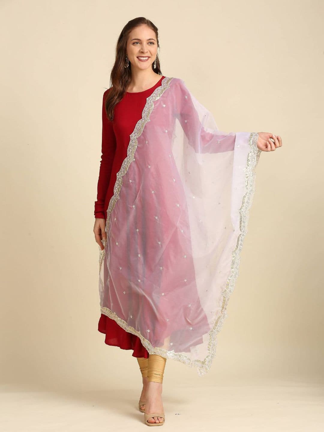 Dupatta Bazaar Floral Embroidered Organza Dupatta with Sequinned - view 1