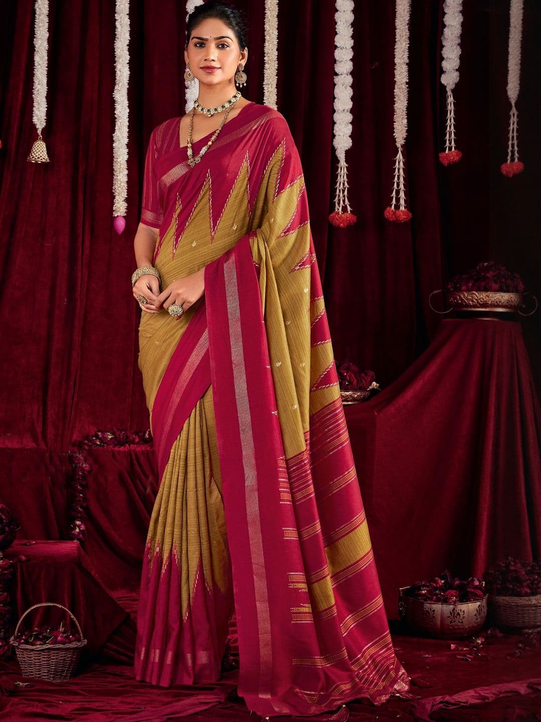 TIRA Woven Design Zari Silk Blend Handloom Fashion Saree - view 1