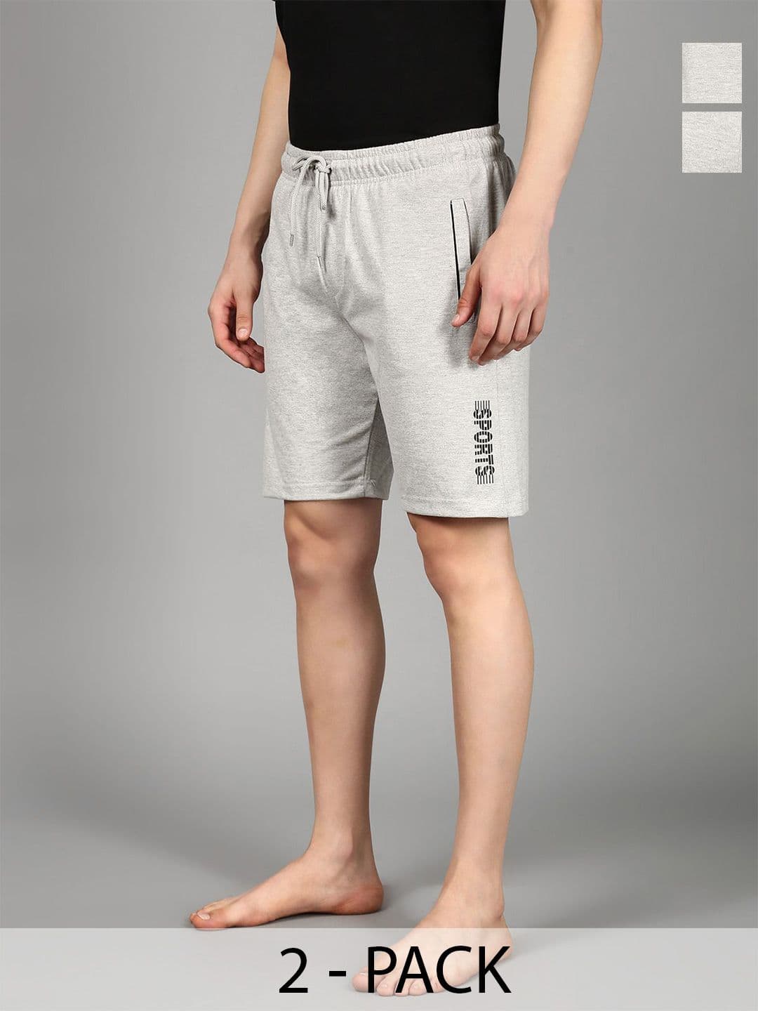 The Roadster Lifestyle Co. Men Pack Of 2 Mid-Rise Pure Cotton Lounge Shorts - view 1