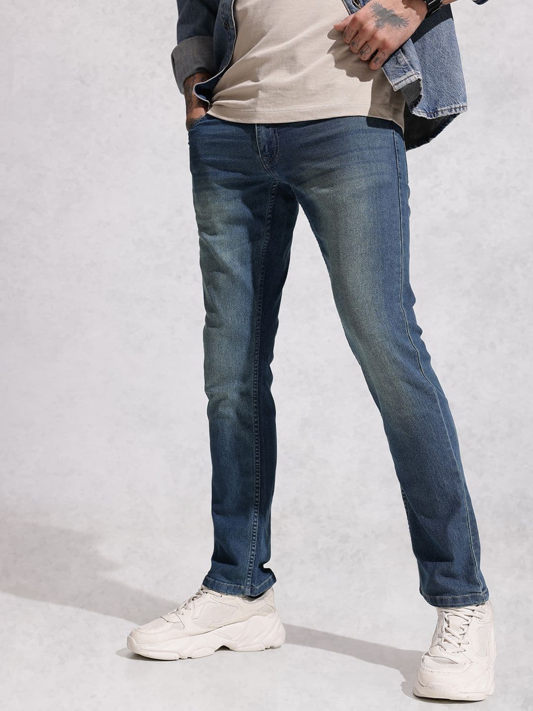 WROGN Men Straight Fit Light Fade Stretchable Jeans - view 1