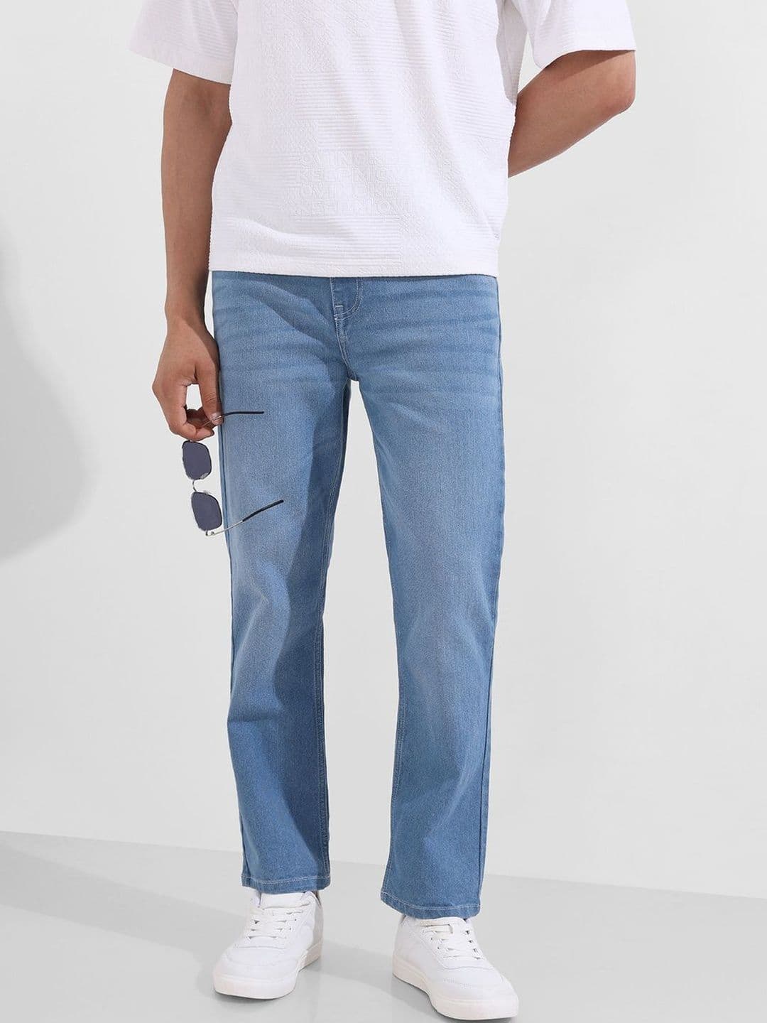 The Indian Garage Co Men Straight Fit Mid-Rise Light Fade Stretchable Jeans - view 1