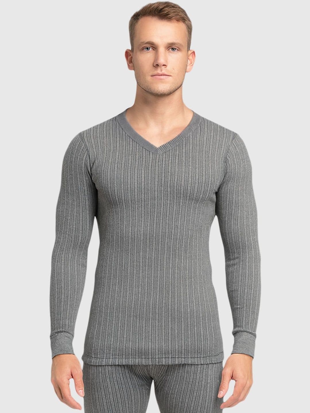 Lux Cozi Men Ribbed V-Neck Thermal Tops - view 1