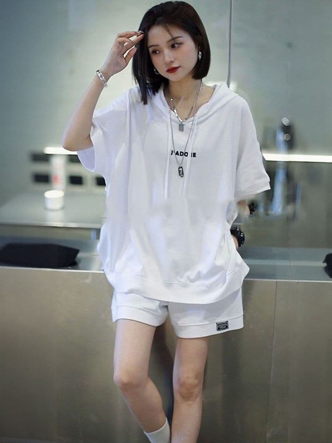StyleCast x Revolte Hooded T-shirt & Shorts - view 1