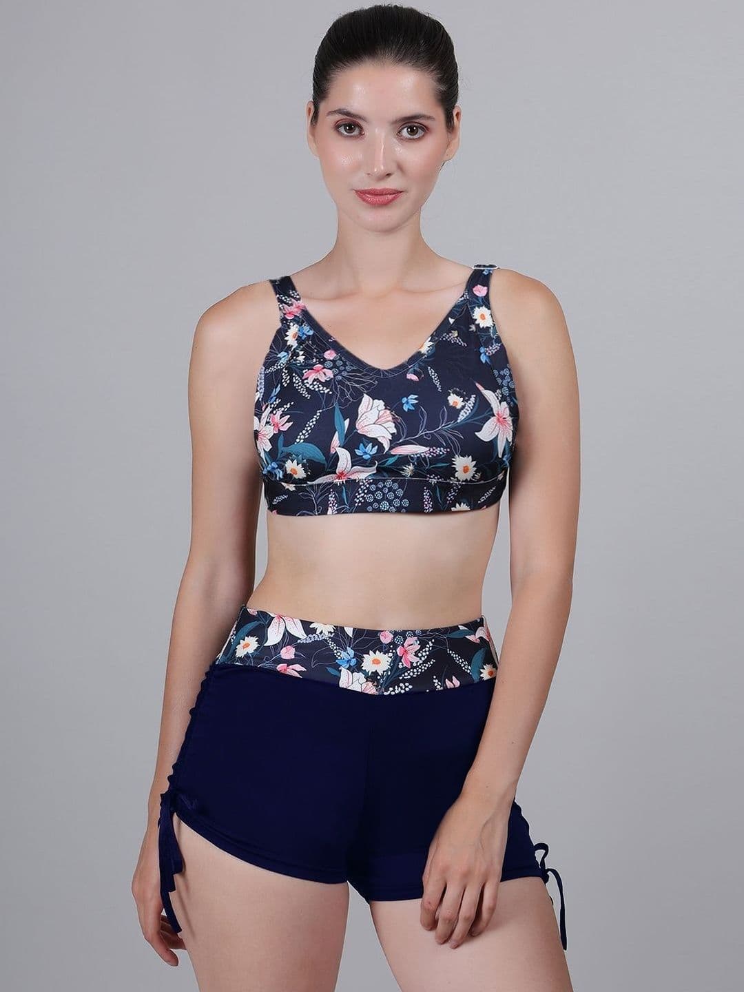 MEGASKA Floral Printed V-Neck Medium Coverage Swim Set - view 1