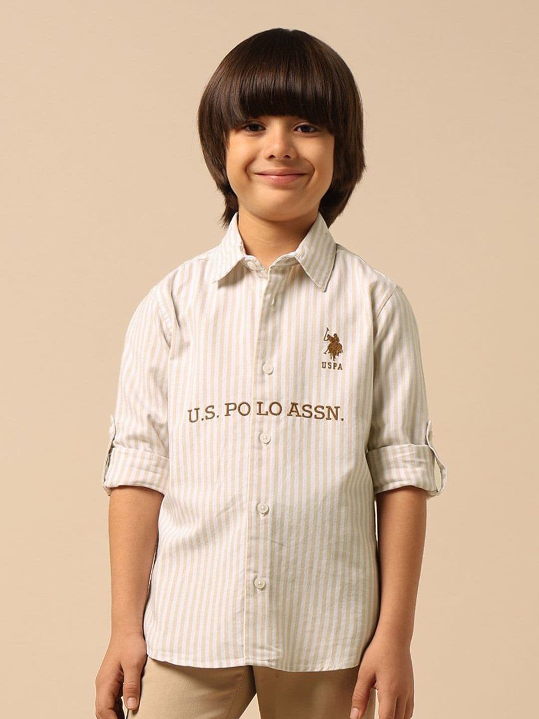 U.S. Polo Assn. Kids Boys Vertical Striped Pure Cotton Regular Fit Casual Shirt - view 1