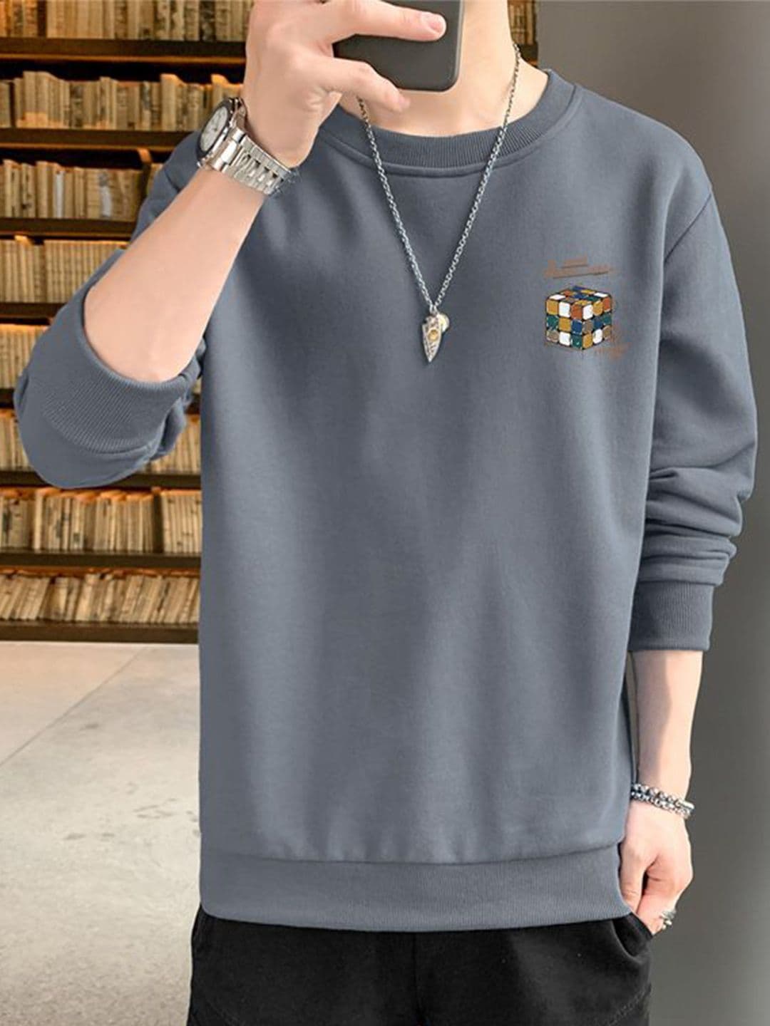 StyleCast x Revolte Men Graphic Printed Round Neck Full Sleeve Pullover Sweatshirt - view 1