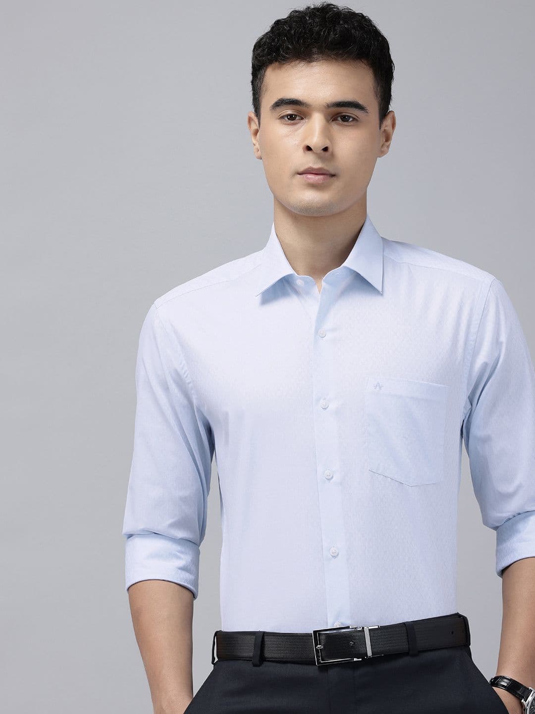 Arrow Manhattan Slim Fit Self Design Textured Pure Cotton Formal Shirt - view 1