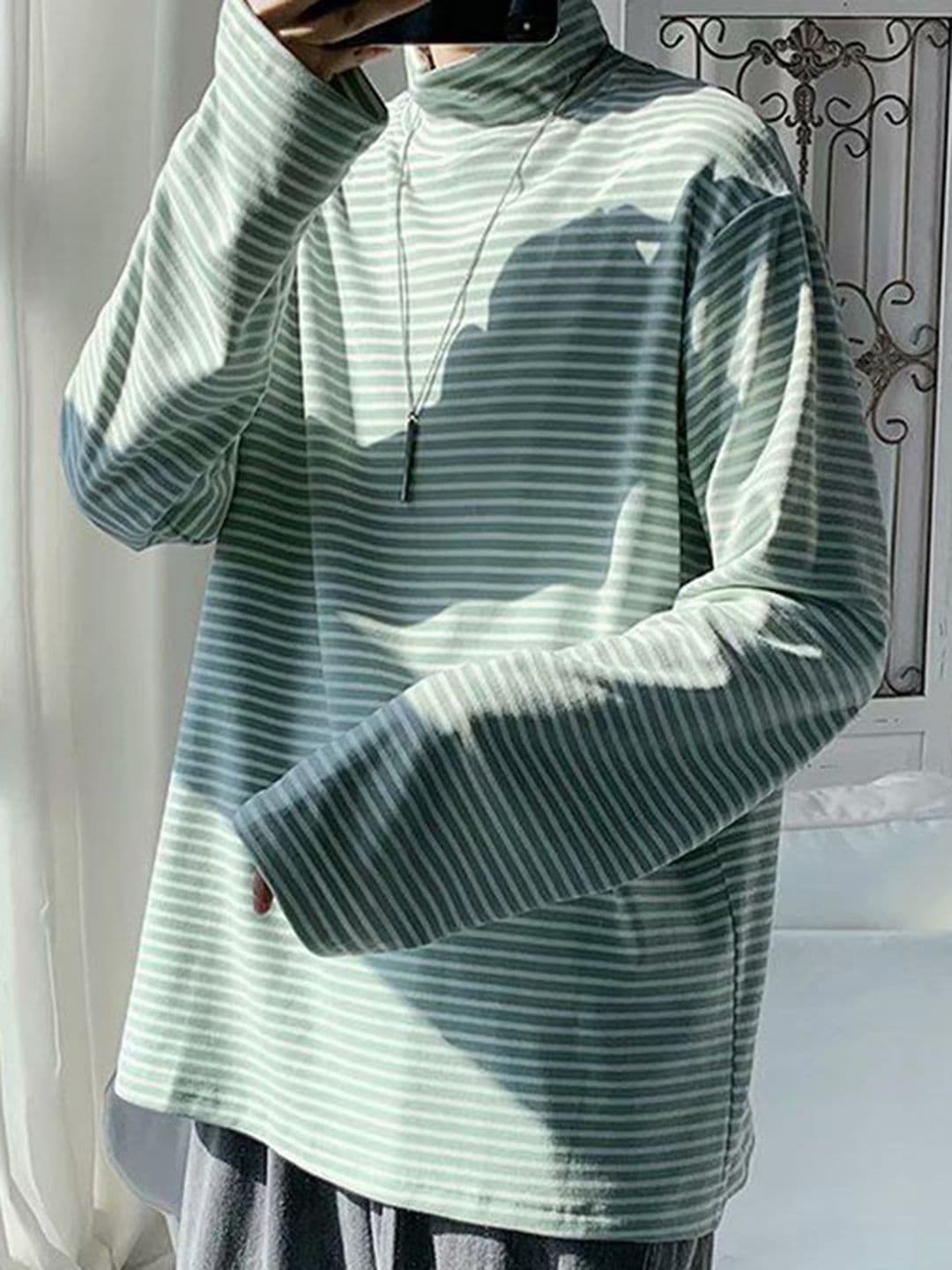 StyleCast x Revolte Men Striped High Neck Oversized T-shirt - view 1
