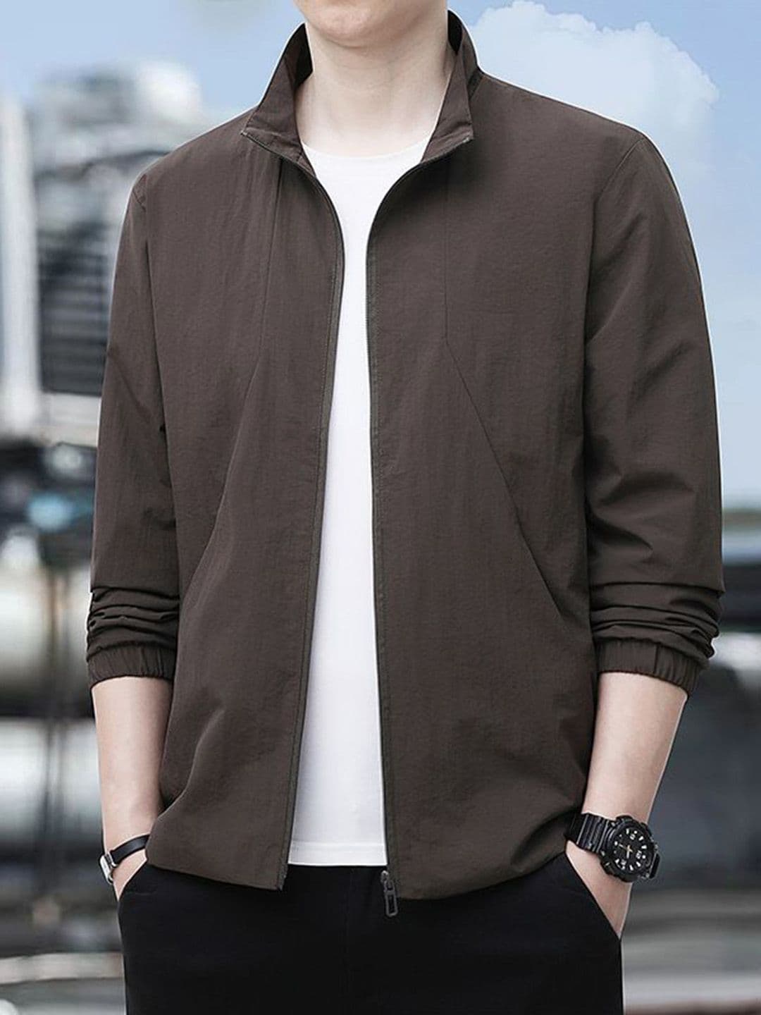 StyleCast x Revolte Men Stand Collar Open Front Jacket - view 1