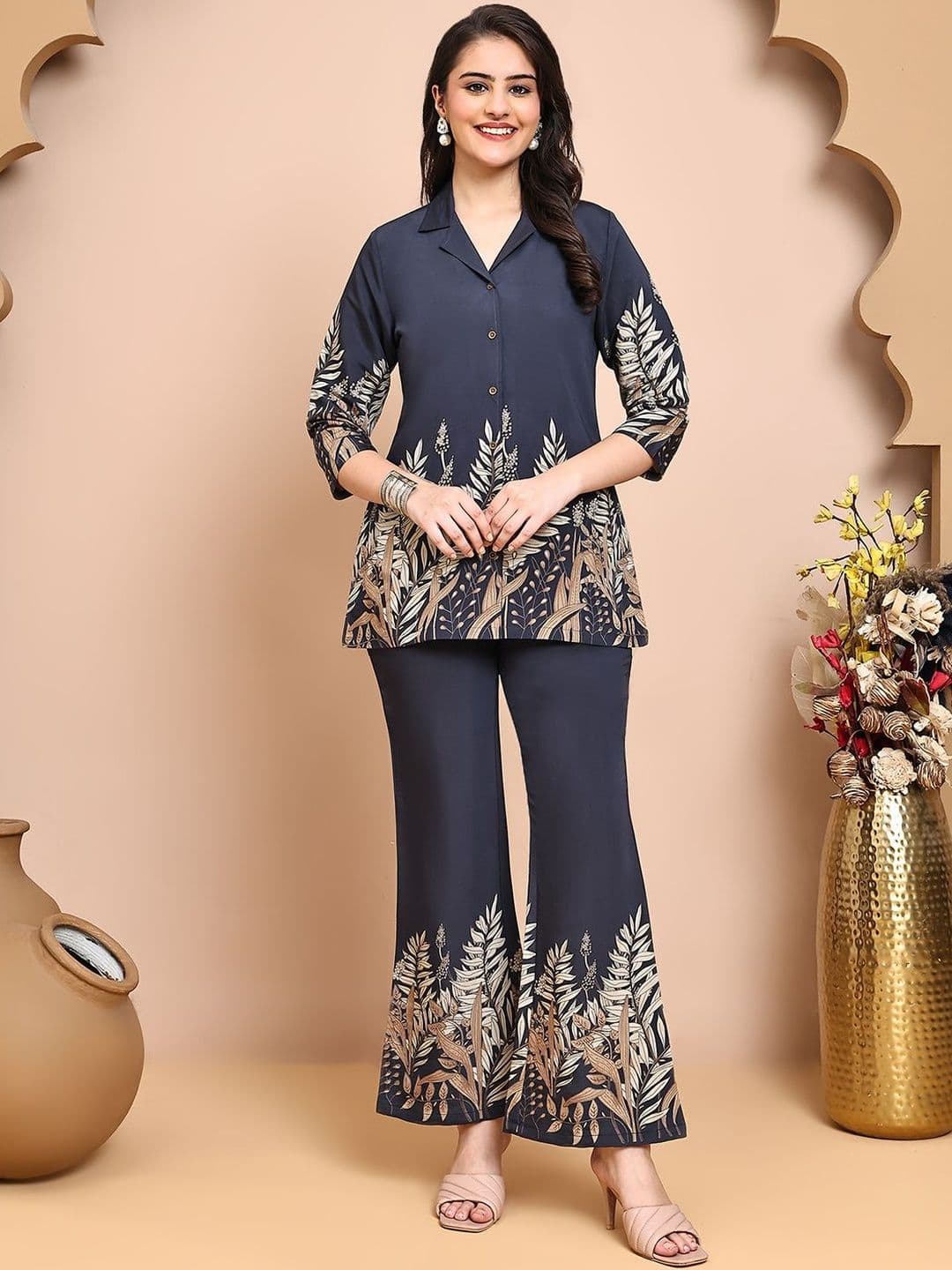 Claura Floral Printed Shirt 7 Trousers - view 1