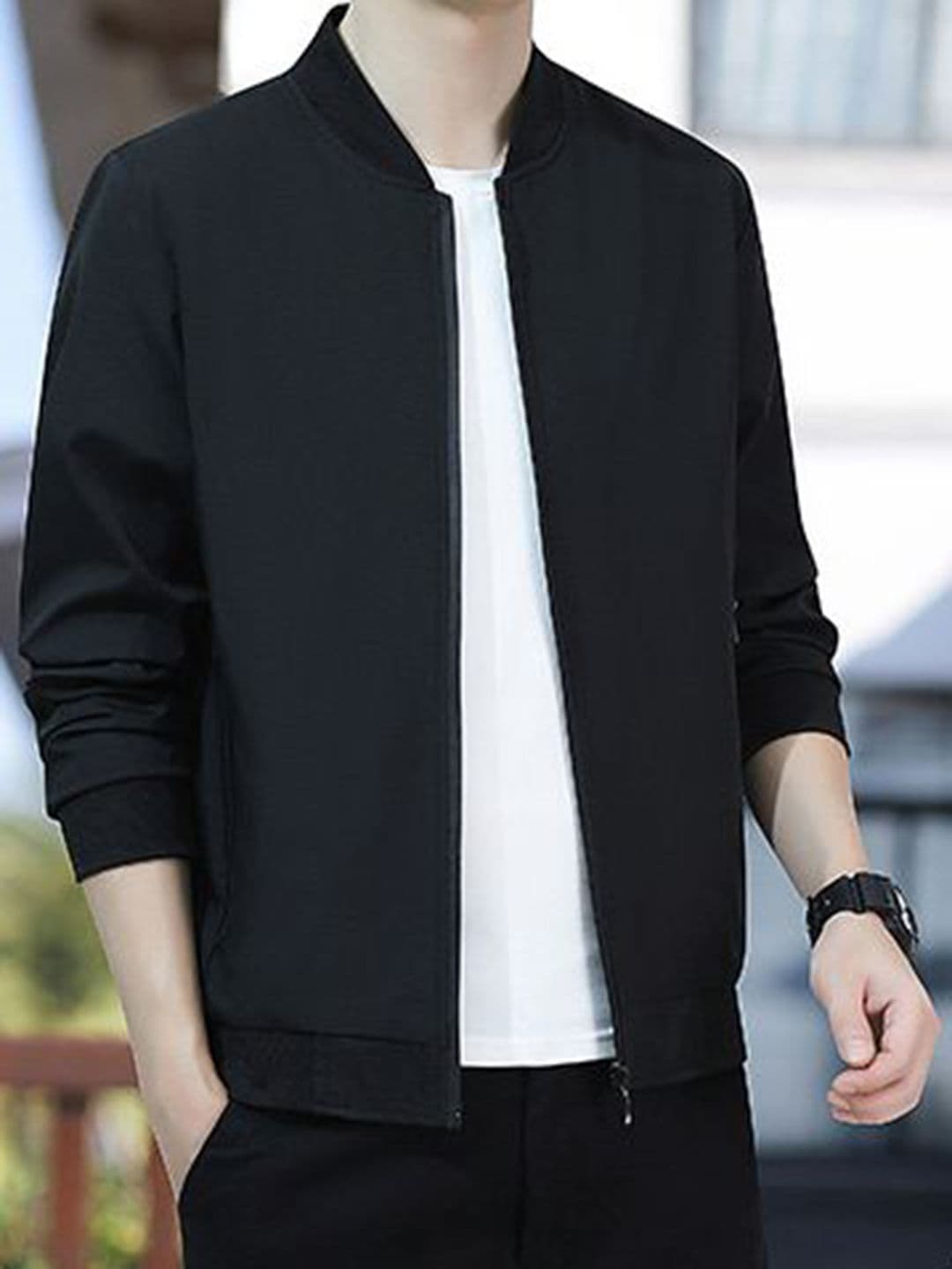 StyleCast x Revolte Men Mandarin Collar Open Front Jacket - view 1