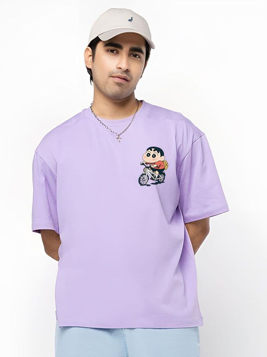 BDSQUARE Graphic Printed Round Neck Drop-Shoulder Sleeves Pure Cotton Oversized T-shirt - view 1