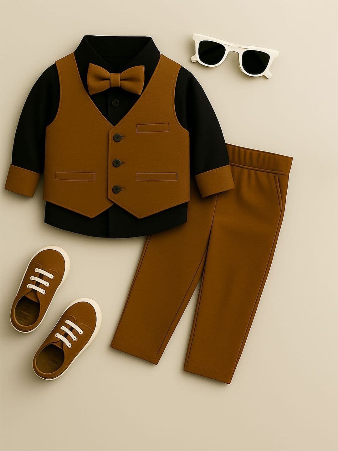 FABMYTRA Infant Boys Pure Cotton Single-Breasted Four-Piece Party Suit - view 1