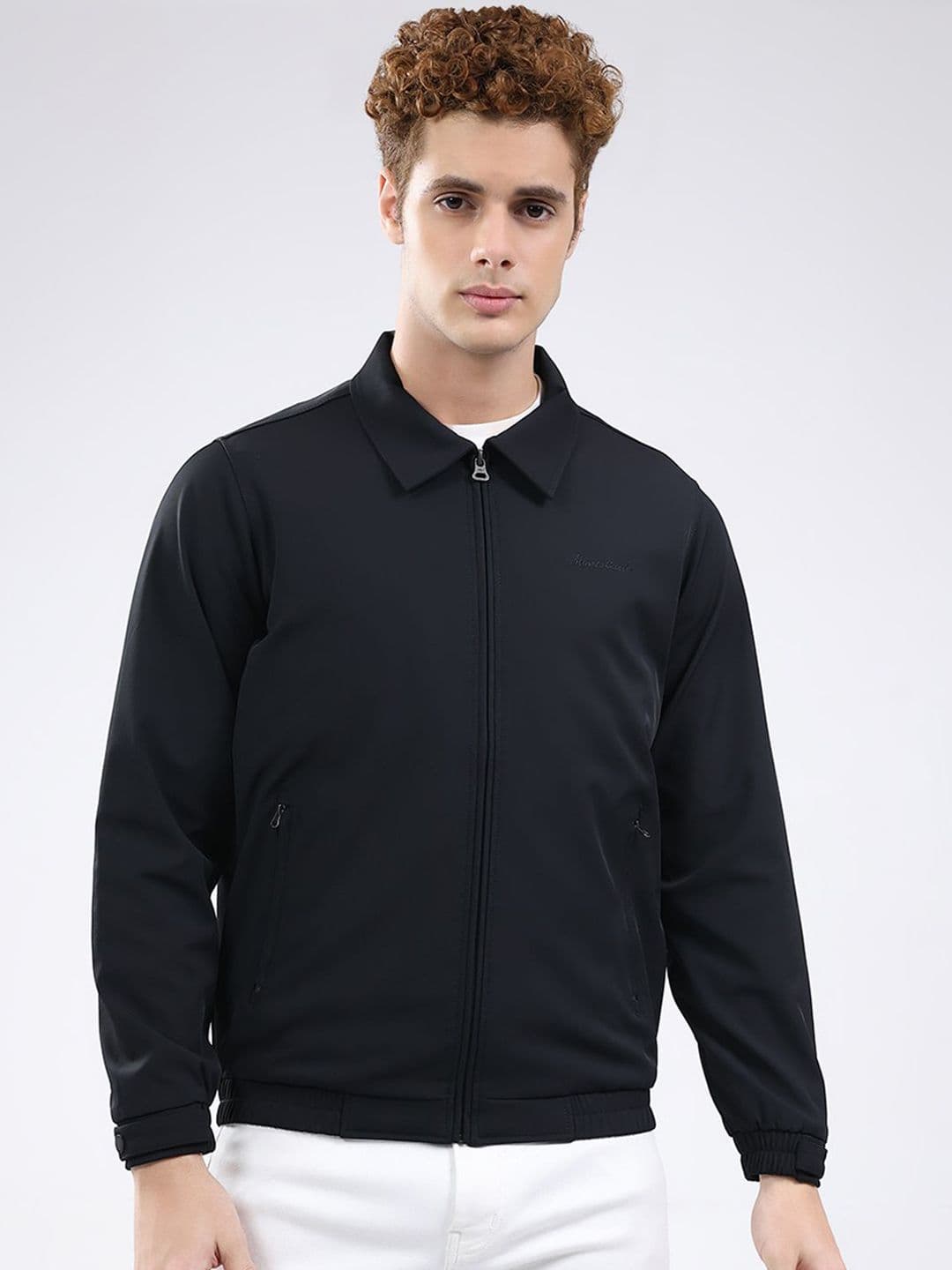 Monte Carlo Men Spread Collar Solid Bomber Jacket - view 1