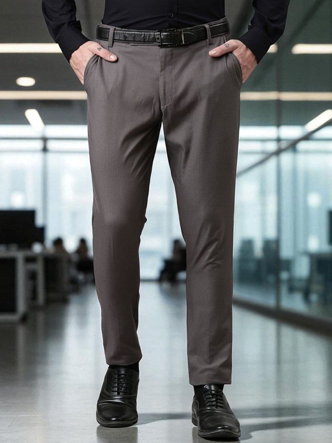 Kryptic Men Smart Slim Fit Formal Trousers - view 1