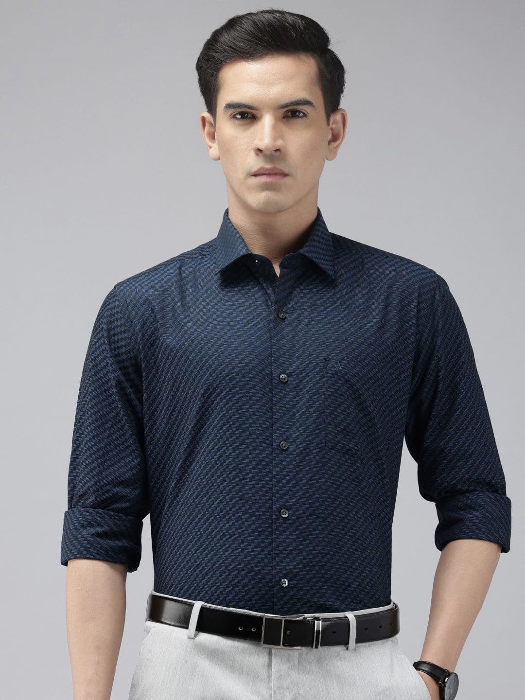 Arrow Manhattan Slim Fit Textured Pure Cotton Formal Shirt - view 1