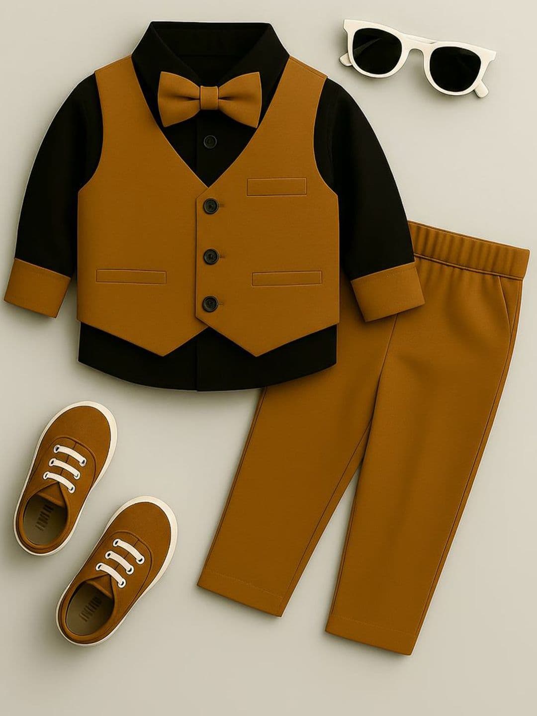 FABMYTRA Infant Boys Pure Cotton Single-Breasted Four-Piece Party Suit - view 1