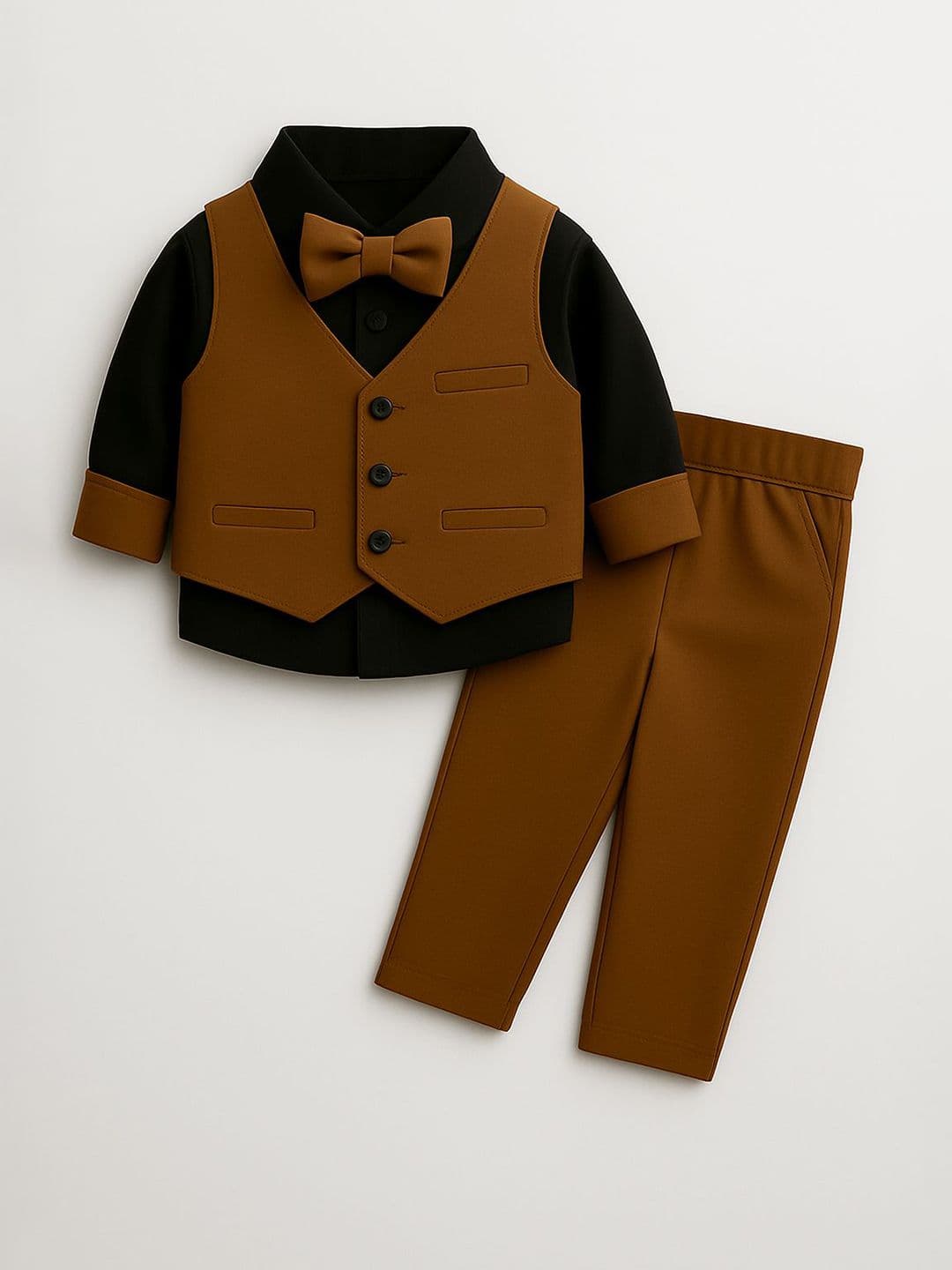 FABMYTRA Boys Self Design Collarless Pure Cotton Waistcoat and Trousers With Shirt - view 1