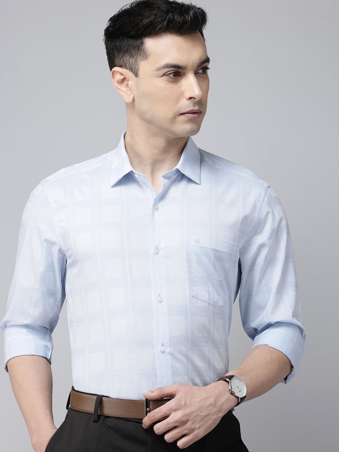 Arrow Men Manhattan Slim Fit Checked Pure Cotton Formal Shirt - view 1