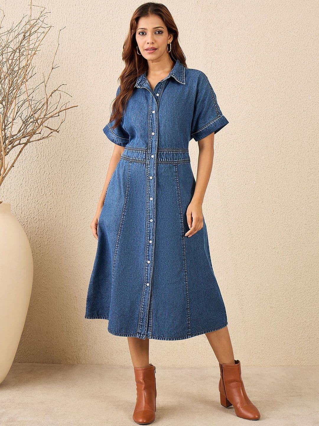 Chemistry Women Denim Shirt Midi Dress - view 1