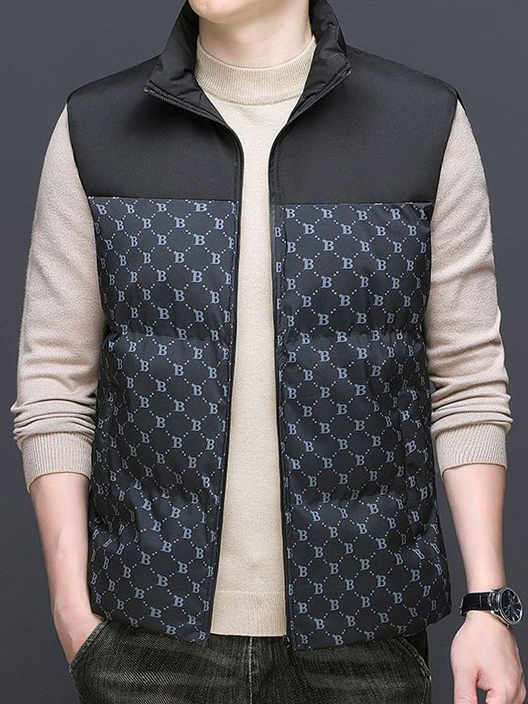 StyleCast x Revolte Men Printed Lapel CollarPrinted Lapel Collar Front Jacket - view 1